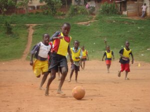 kids playing soccer in their free time
